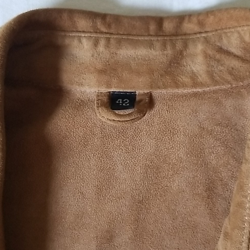 JOY Genuine Leather Camel Cardigan Size L Large - Picture 12 of 14